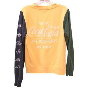 Vtg Coca-Cola Color Block Sweatshirt Embroidered Sz Small Multi Languages